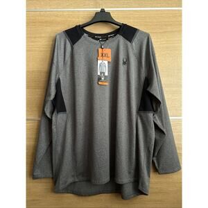 NWT Spyder Active Men's XXL Long Sleeve Microfleece Shirt, Wicking, Gray
